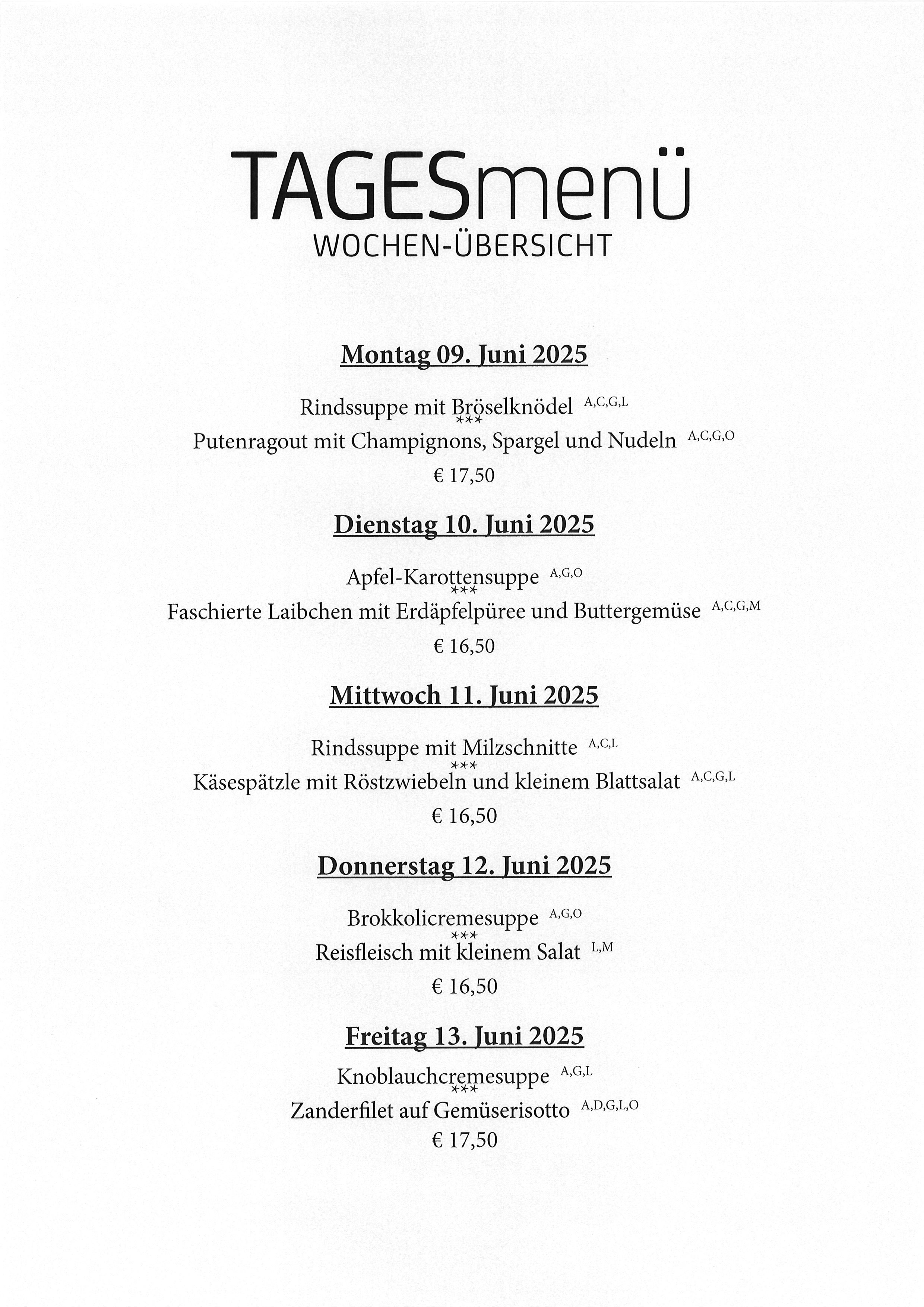Wochenplan KW 24 / 2025