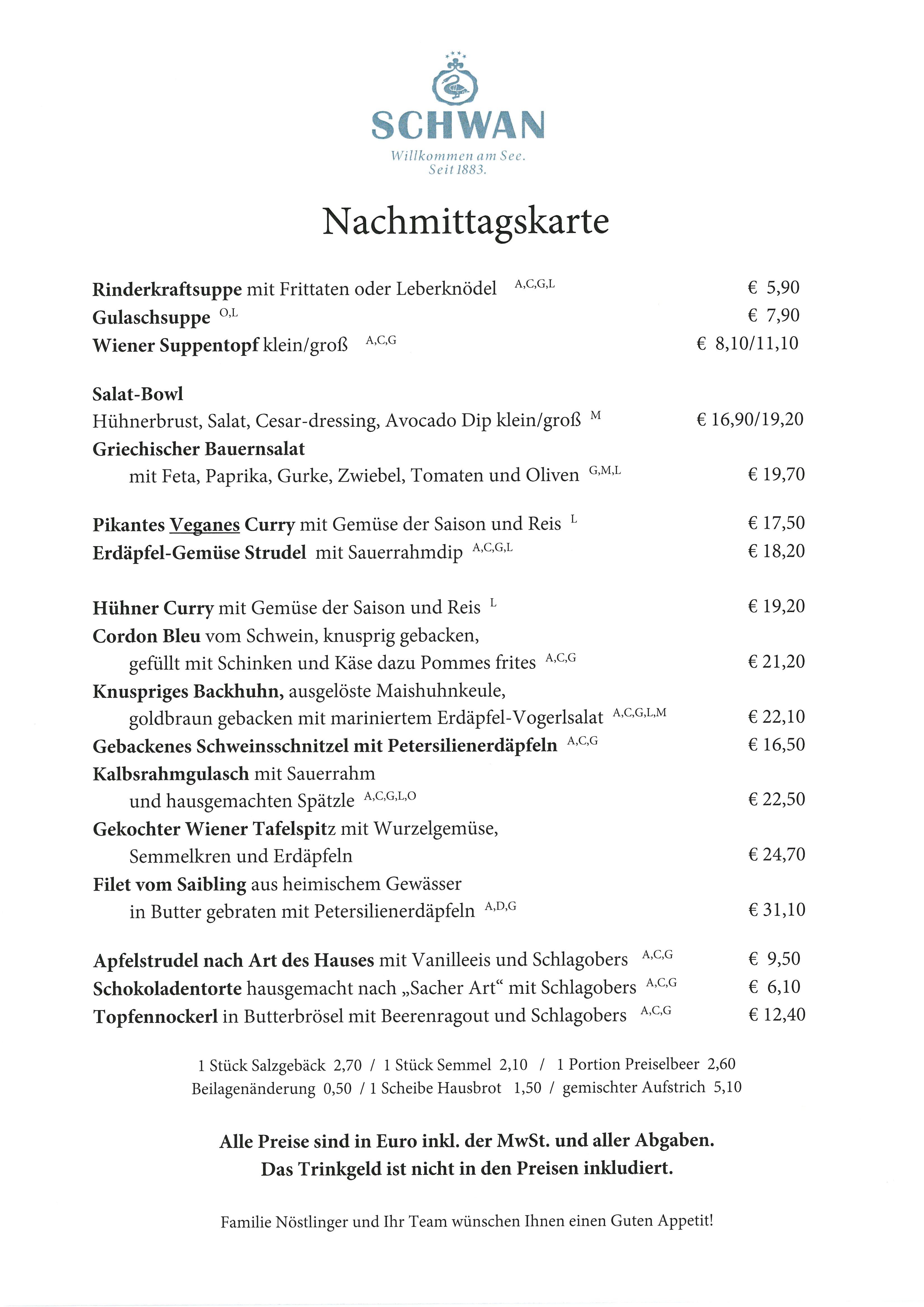 Nachmittagskarte